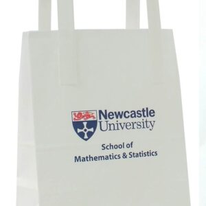 Flat Tape Handle White Paper Bags - Small