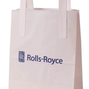 Flat Tape Handle White Paper Bags - Large